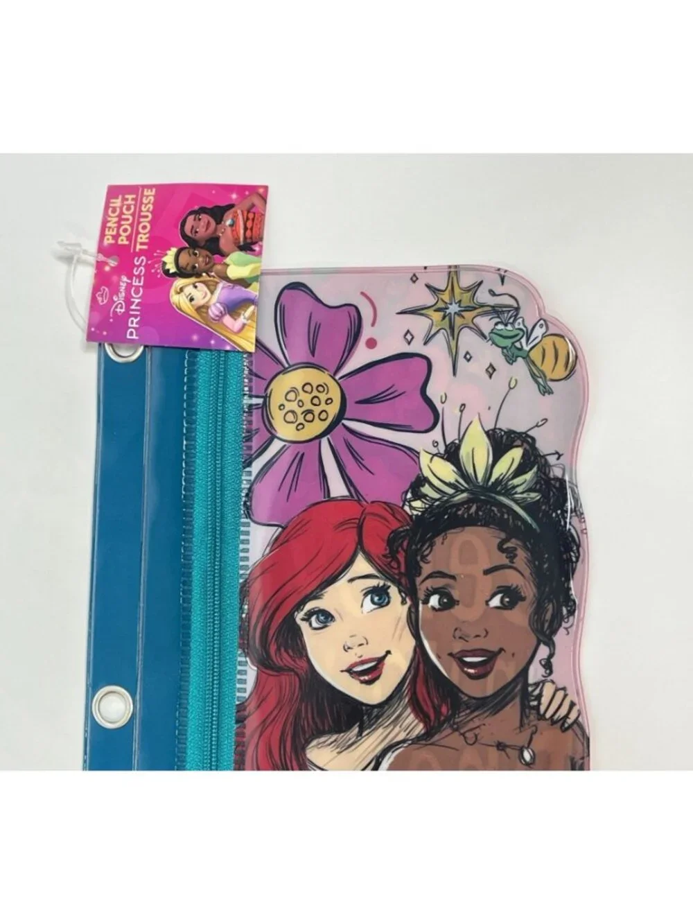 Disney Princess Ariel Tiana Pencil Pouch Binder Case NWT